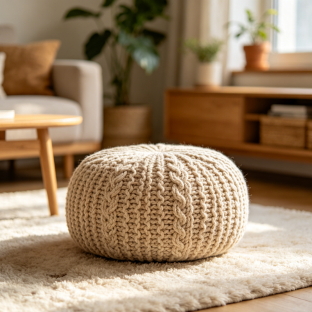 Knitted Pouf Footstool